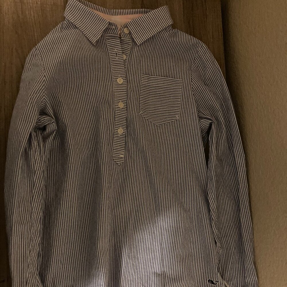 Vineyard Vines Stripe Sconset Popover Shirt Estimated Size Small 7-8 Blue White